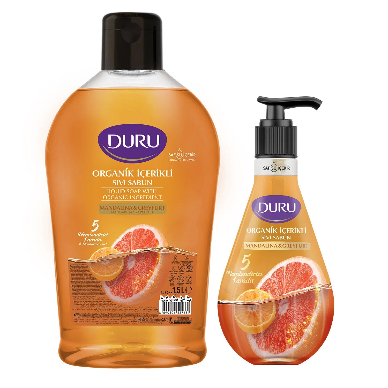 Duru Organik İçerikli Mandalina & Greyfurt Sıvı Sabun 500Ml